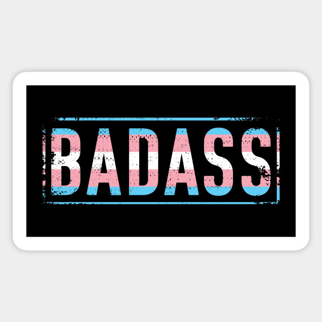 Trans Pride Badass Distressed Transgender Pride Sticker by mindeverykind